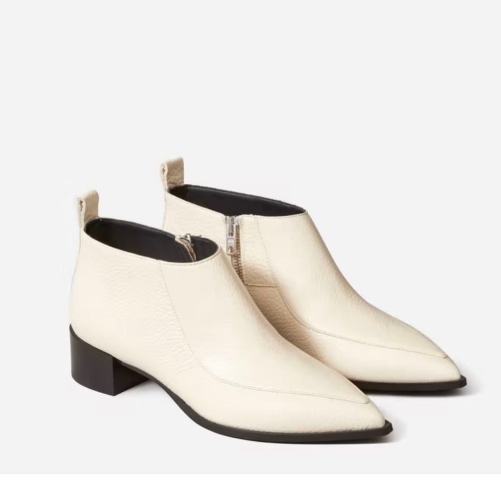 Everlane The Boss Bootie white leather ankle boot size 7.5